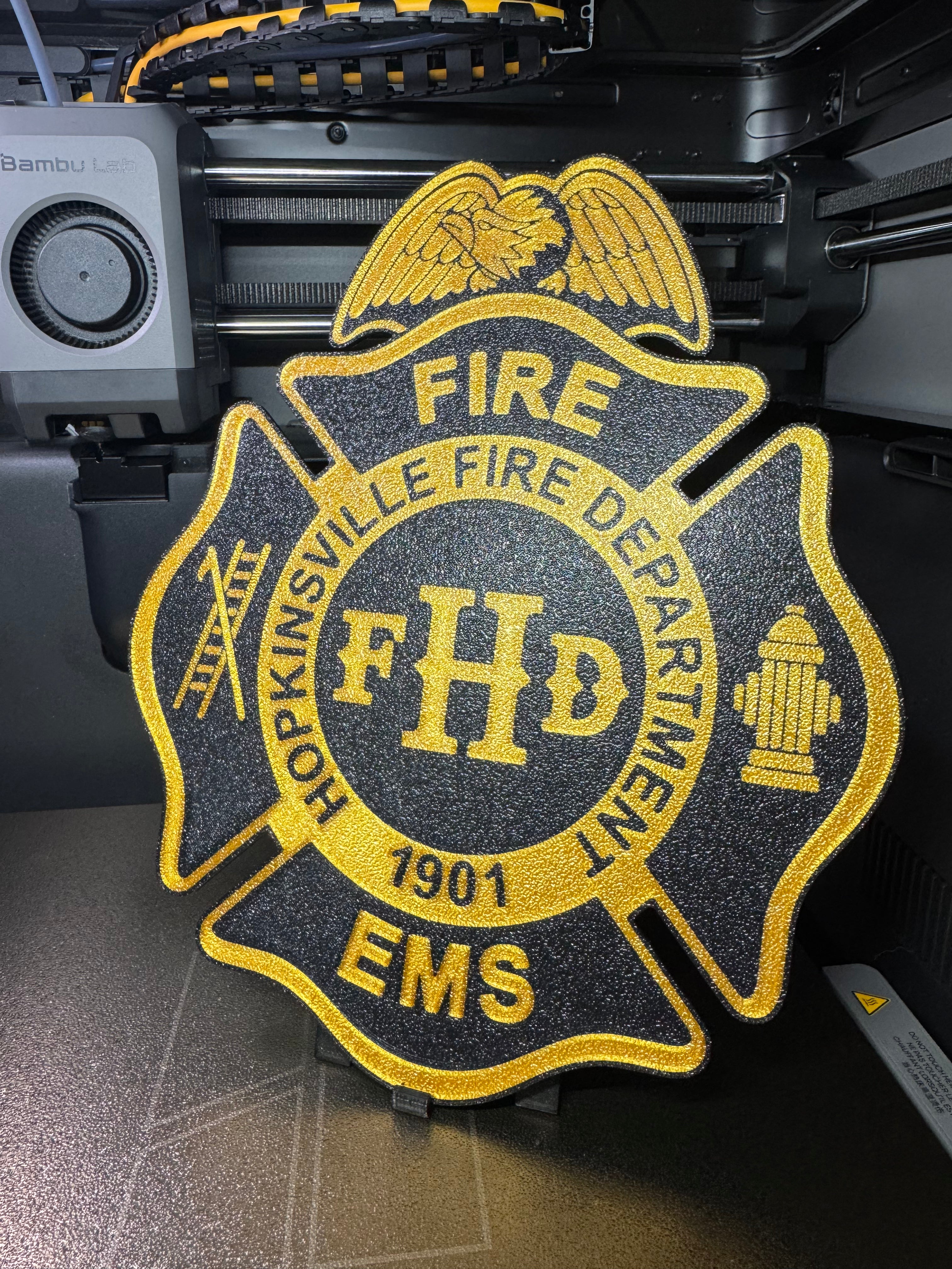 Hopkinsville Fire Department 3D Printed Display Plaque